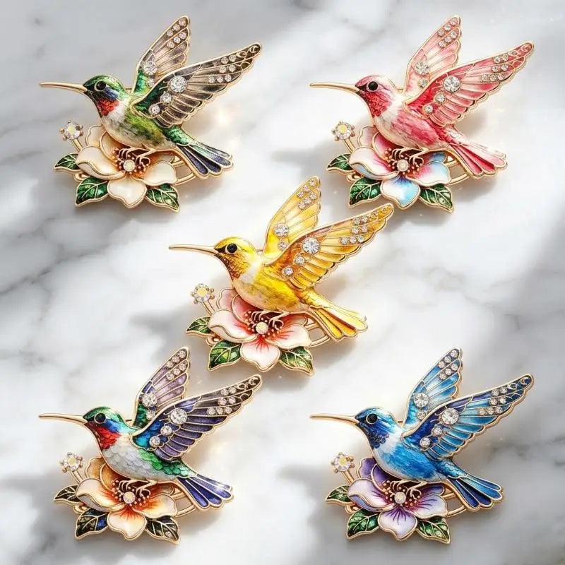PENDRA Hummingbird Luminous Bird Brooch