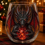 Mythical Green Dragon Whiskey Tumbler Cup Double‑Layer High Borosilicate Glass 3D Dragon Sculpture Drinking Glasses  Decoration