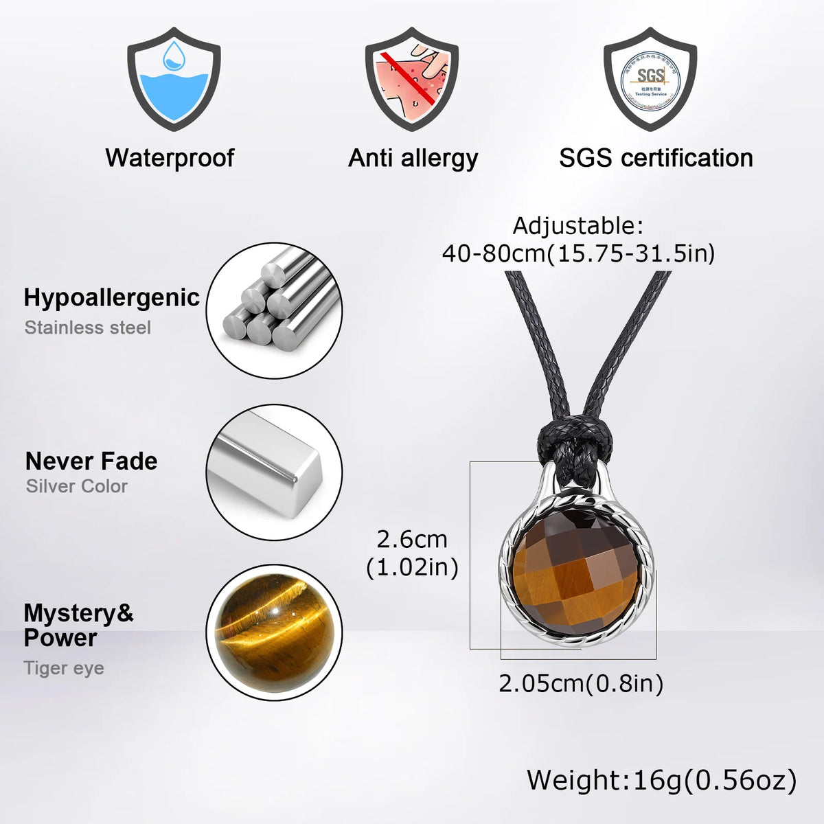 PENDRA Tiger Stone Pendant Necklace