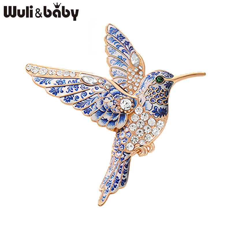 PENDRA Hummingbird Rhinestone Bird Brooch