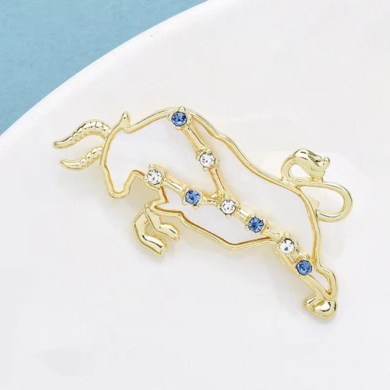 Wuli&baby 2 Colors Shell Taurus Brooches Pin Zodiac Star Jewelry Accessory Bull Badge For Suit