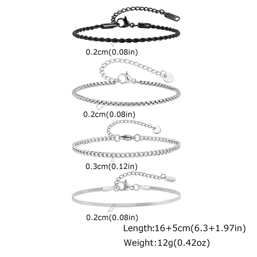 PENDRA Cuban Silver 4Pcs Bracelet