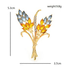 PENDRA Harvest Crystal Wheat Flower Brooch