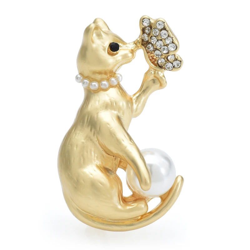 PENDRA Butterfly And Cat Brooch
