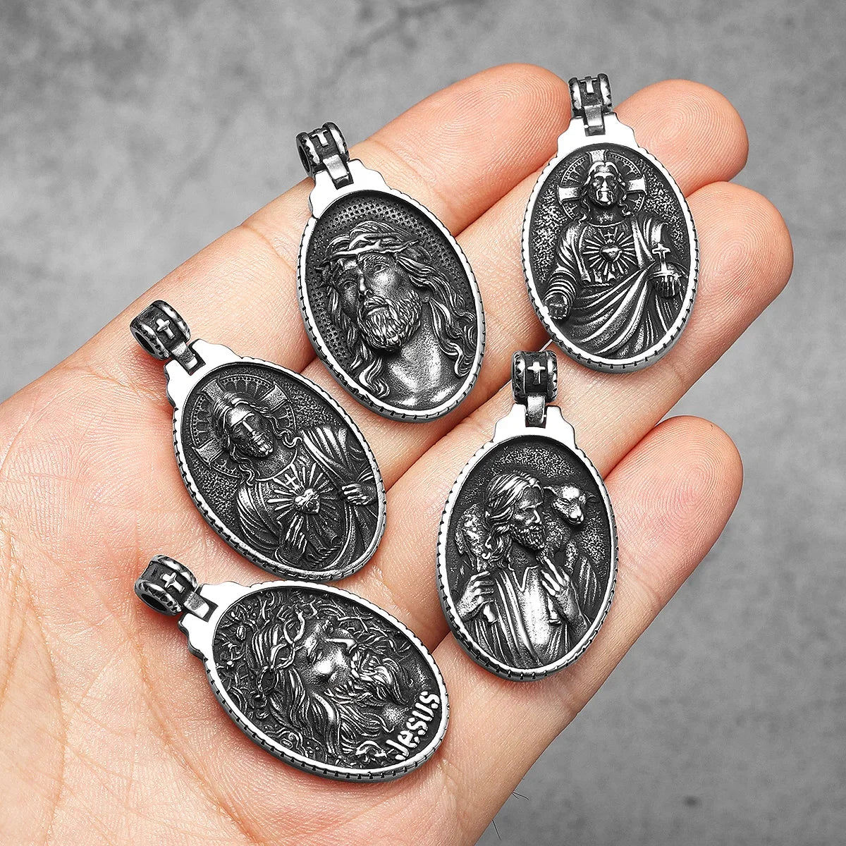 PENDRA Jesus Angel Cross Steel Necklace