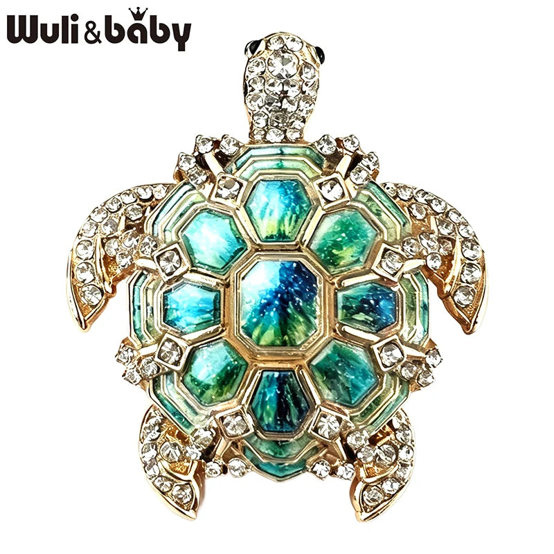PENDRA Tidal Gem Rhinestone Turtle Brooch