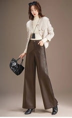 PENDRA Warm Drape Wide Leg PU Leather Pants