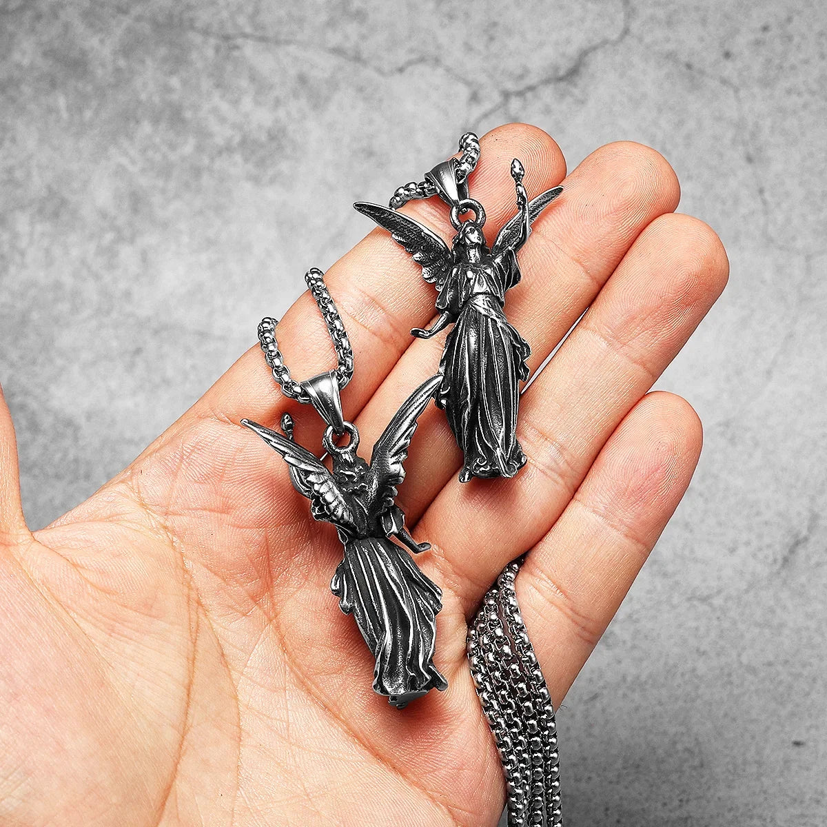 PENDRA Angel Statue Liberty Steel Necklace