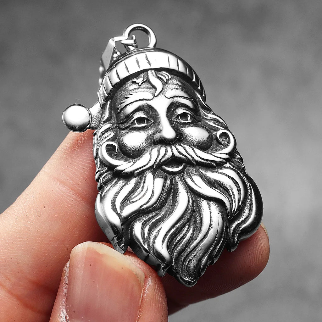 Merry Christmas Santa Claus Men Necklaces Stainless Steel Pendant Chain Women Fashion Jewelry Punk Accessories Gifts Wholesale