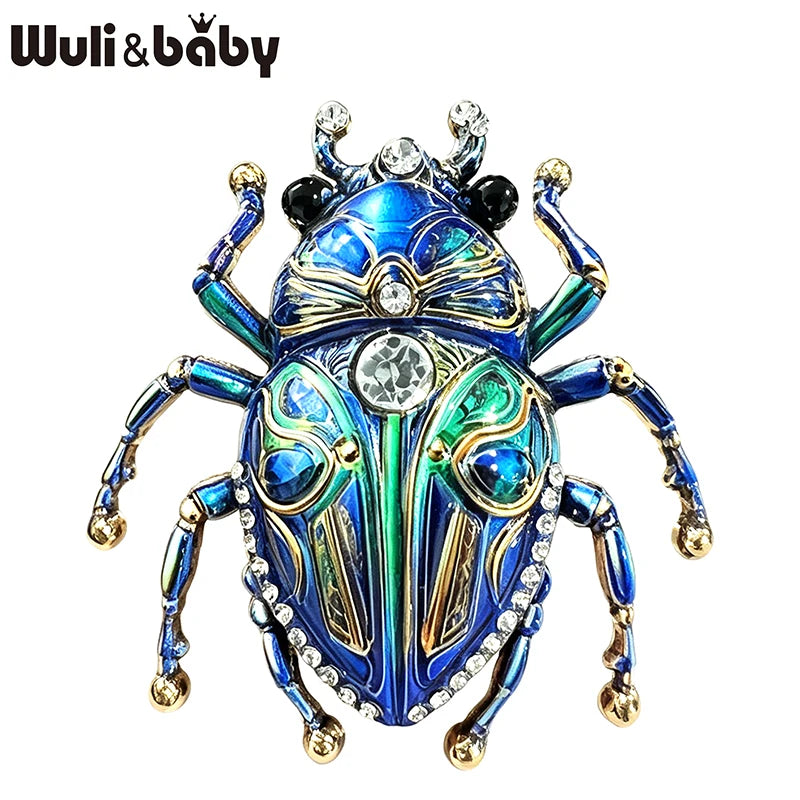 PENDRA Lovely Beetle 4-color Rhinestone Brooch