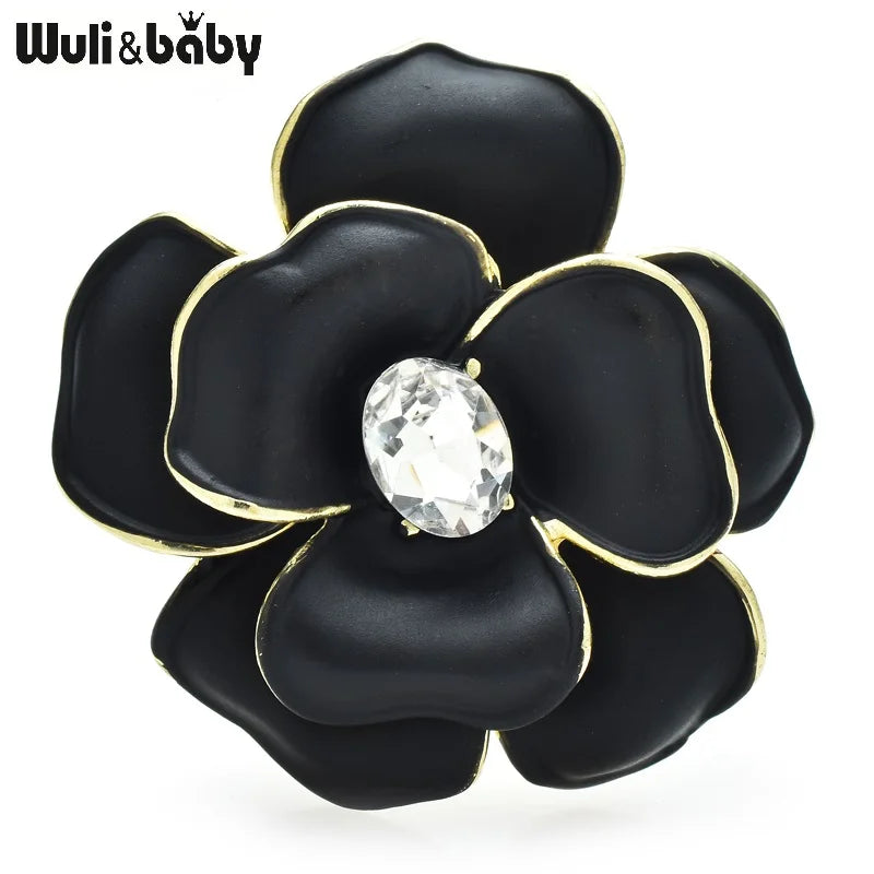 PENDRA Camellia 2-Color Classical Enamel Flower Brooch