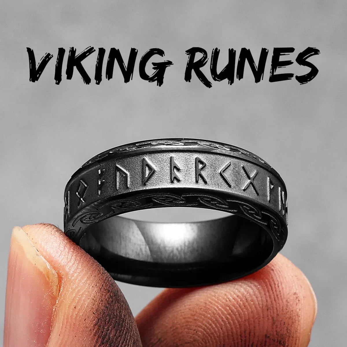 PENDRA Runes Rock Stranger Steel Ring
