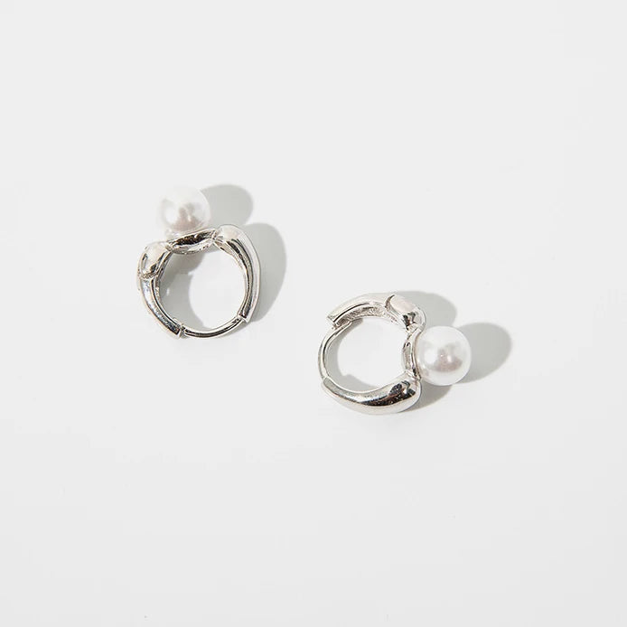 VENTFILLE Silver Gold Color Pearl Hoop Earrings for Women Girl Gift Wedding Party Clasp Jewelry Dropshipping Wholesale