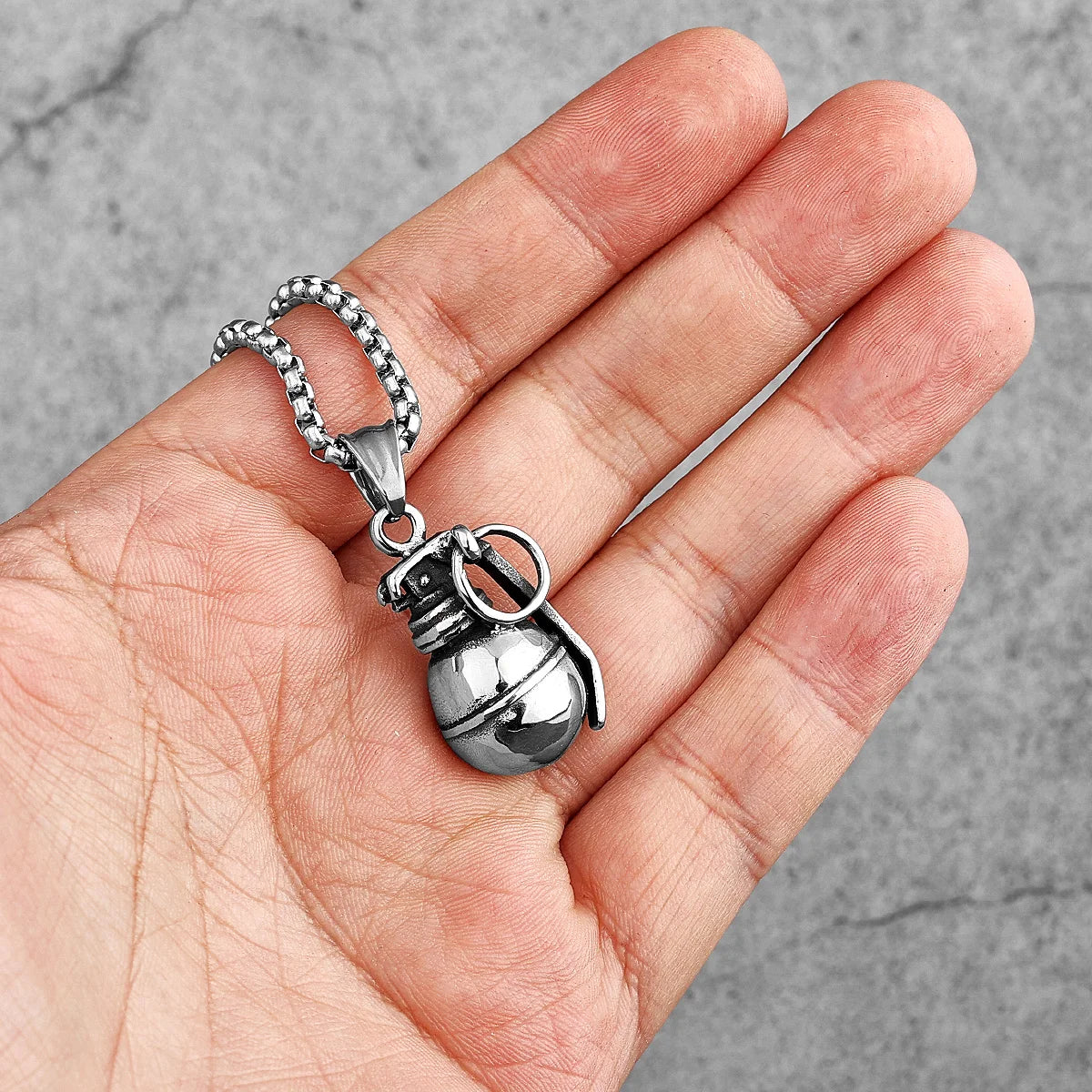 PENDRA Grenade Bomb Weapon Steel Necklace