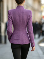 New Women's Solid Color Stand Collar Long-sleeved Slim-fit Short Jacket, Casual and Versatile, Elegant.
