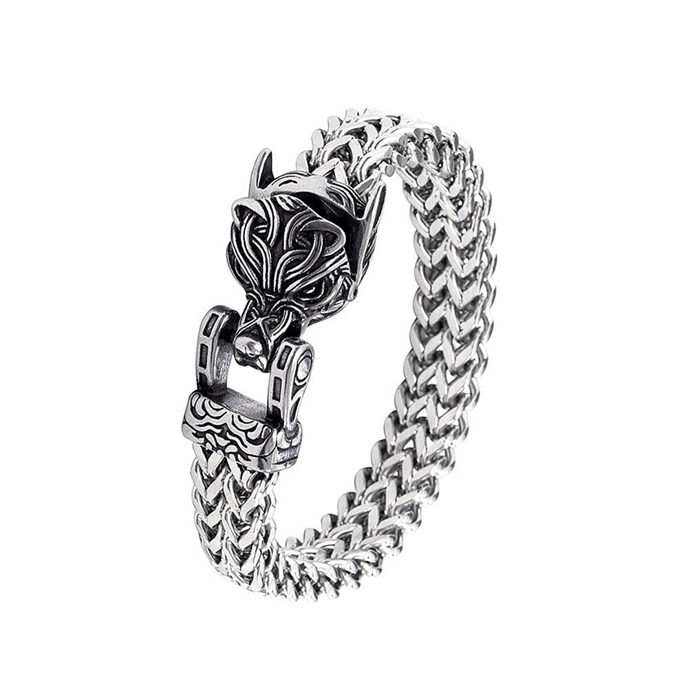 PENDRA Vikingwolf Stainless Steel Wolf Head Bangle