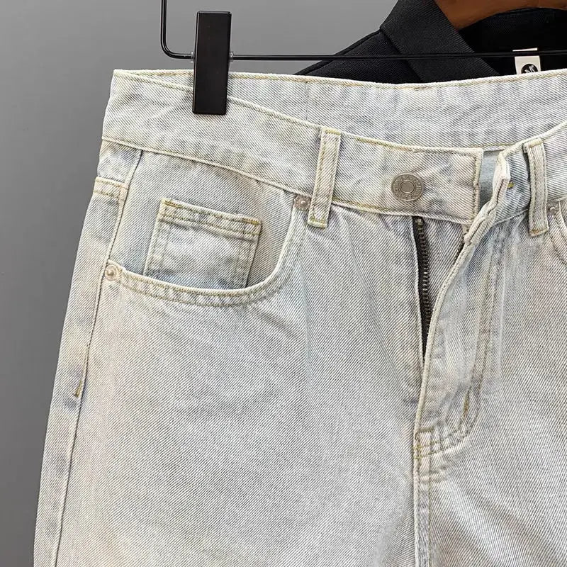 Light Blue Denim Shorts CowBoys Simple Solid Brand Summer New Slim-fit Non-elastic Washed Casual Half Pants Bermuda Shorts