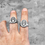 Heart of God Religious Cross Stainless Steel Mens Rings Punk Amulet for Male Boyfriend Biker Jewelry Creativity Gift Wholesale