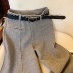 Old money style thick wide leg pants women autumn and winter Korean version solid color hanging feel straight leg pants