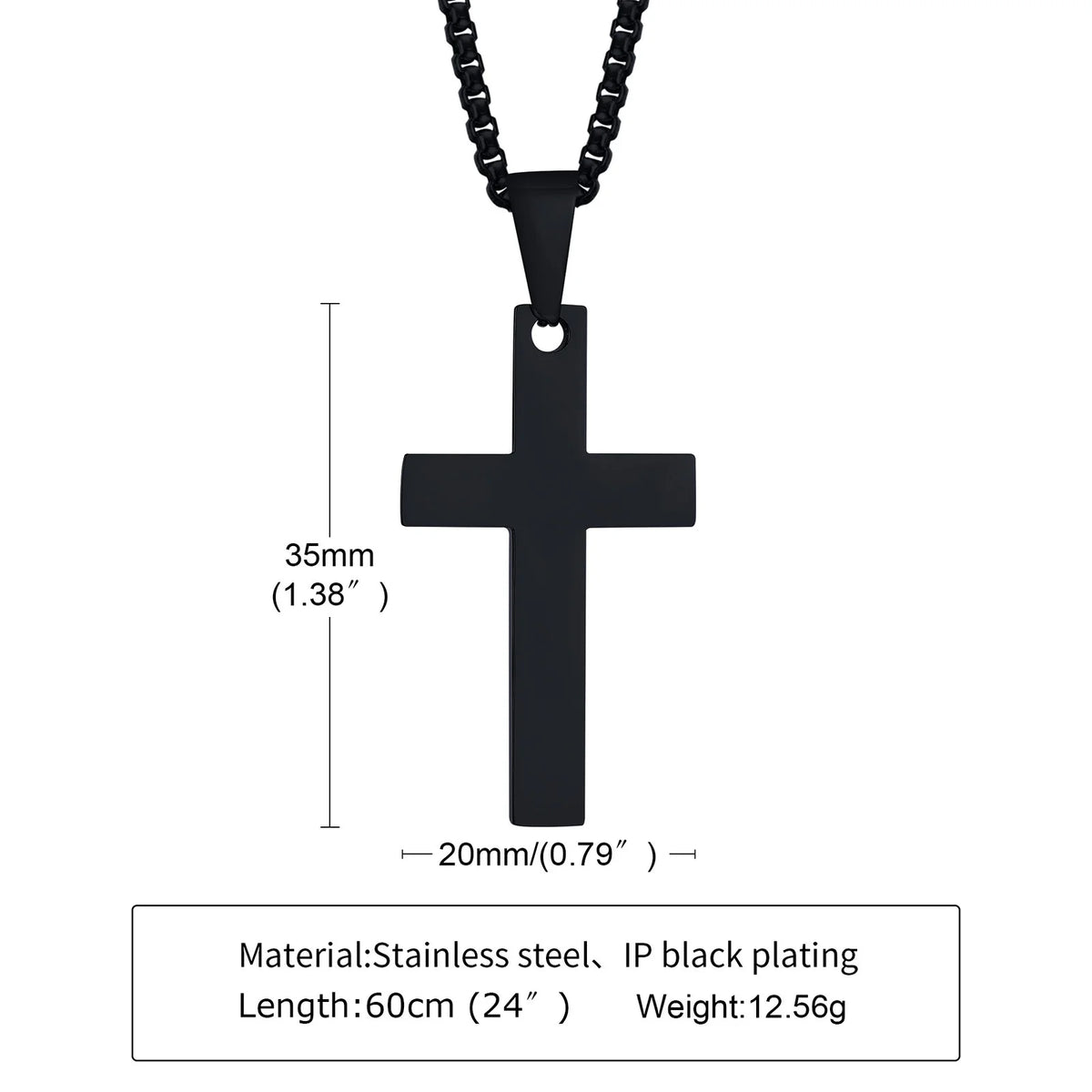 Men Necklaces, Cross Cut Out Pendant, Stainless Steel Small Dog Tag Necklace, Christ Religion Jewelry