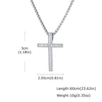 Hip Hop Men Zircon Cross Necklace,Punk Street Cross Metal Pendant Necklace,Charm Jewelry Gift for Him Dad