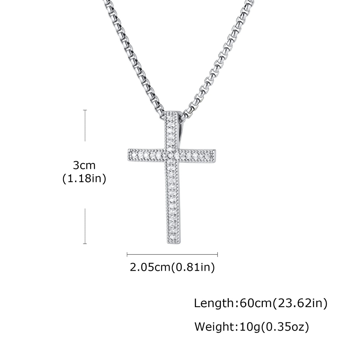 Hip Hop Men Zircon Cross Necklace,Punk Street Cross Metal Pendant Necklace,Charm Jewelry Gift for Him Dad