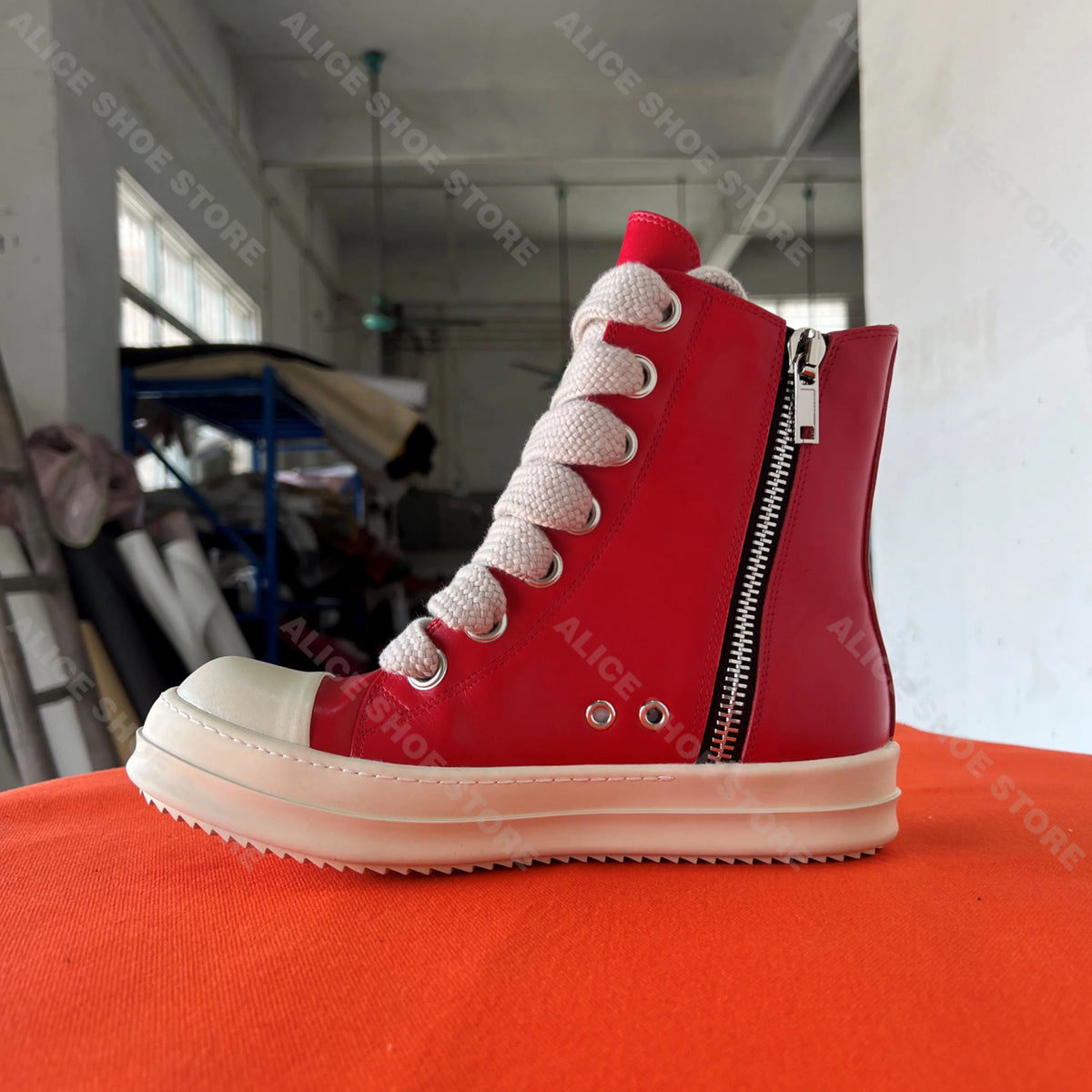 Men Casual Shoes Jumbo Lace Up High Top Brand Genuine Leather Thick Sole Women Luxury Trainer Designer Sneakers Big Plus Size