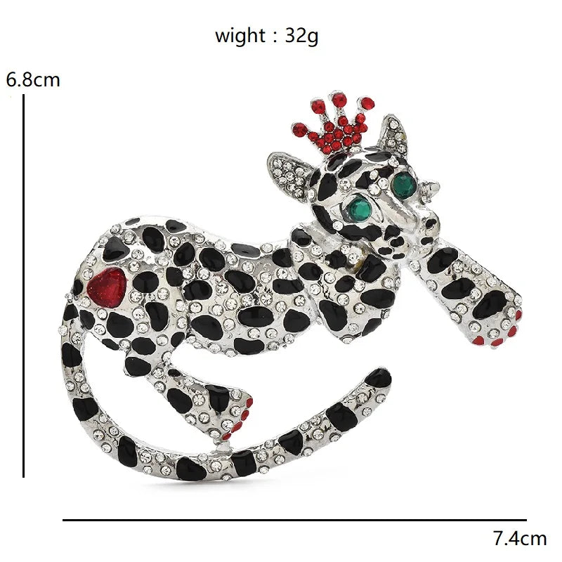 Wuli&baby Wear Crown Leopard Brooches 2-color Enamel Beautiful Animal Brooch For Women's Clothes Coat Pins Gifts