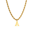 Initials Necklace for Men Boys,Stainless Steel A-Z 26 Letters Pendant with Twisted Rope Chain Cuban Chain Gift,50CM/19.5"