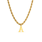 Initials Necklace for Men Boys,Stainless Steel A-Z 26 Letters Pendant with Twisted Rope Chain Cuban Chain Gift,50CM/19.5"
