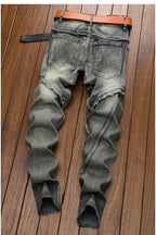 High Quality Fashion Luxury Retro Men's Denim Jeans Korean Style Vintage Casual Punk Motorcycle Designer Riding Cargo Jeans