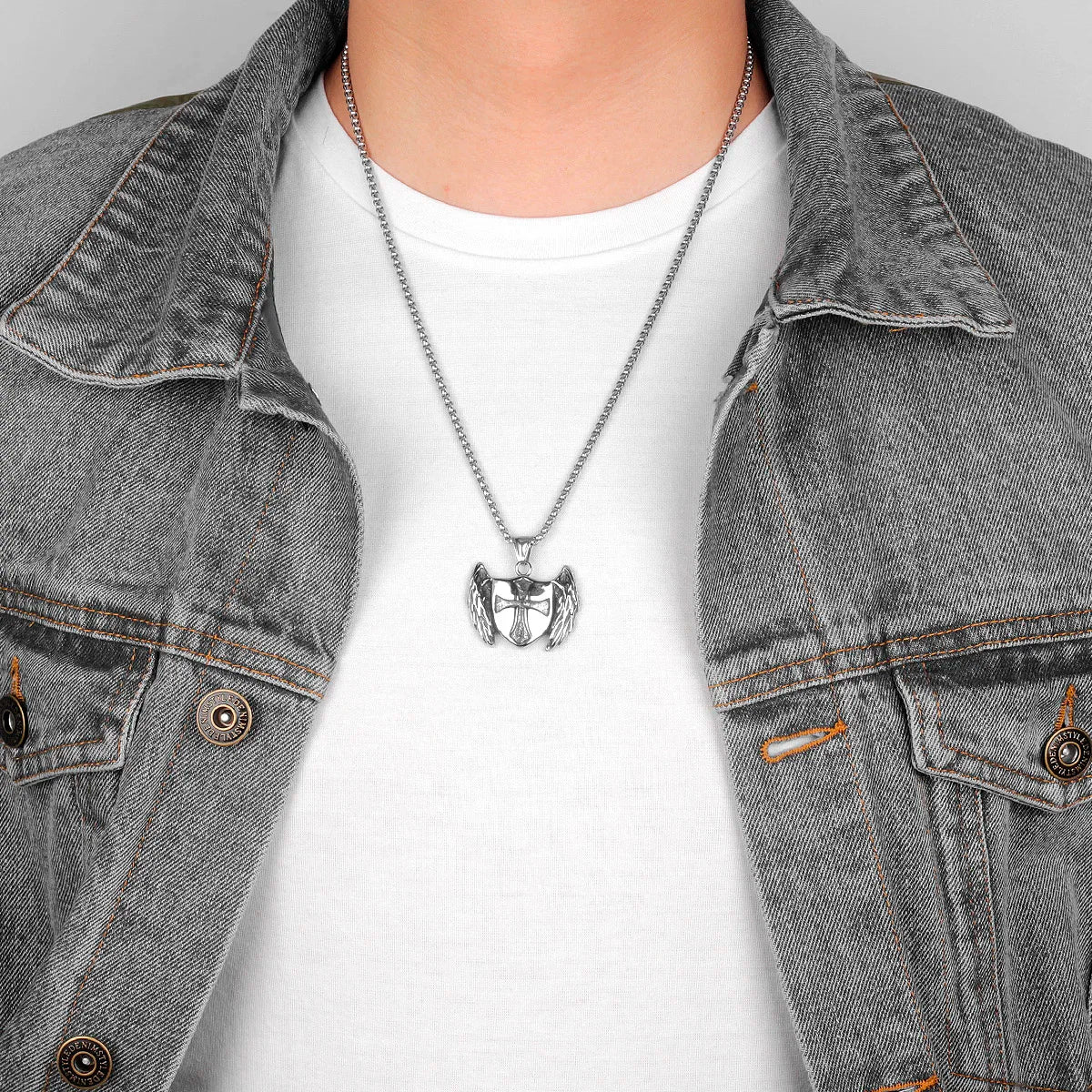 Cross Shield Crusader Stainless Steel Men Necklaces Pendants Chain Punk for Boyfriend Male Jewelry Creativity Gift Wholesale