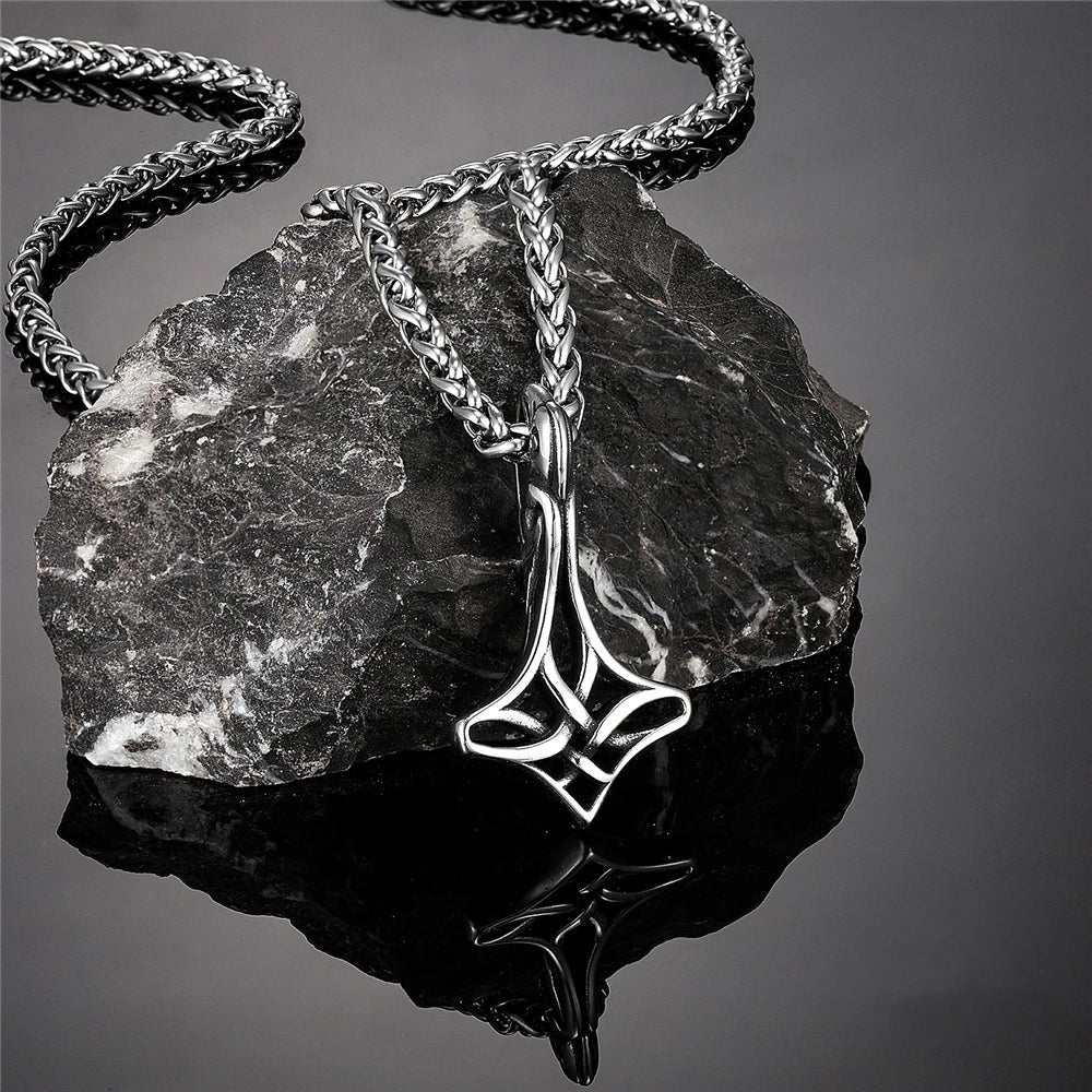 PENDRA Celtic Knot Rune Steel Necklace