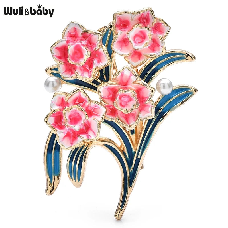PENDRA Peonia Enamel Peony Flower Brooch