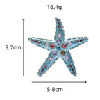 PENDRA Seastar 4-Color Enamel Rhinestone Starfish Brooch