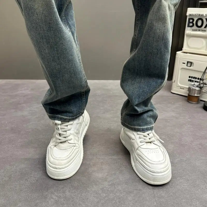 Blue Jeans Loose Casual 2026 Spring Summer Washed Blue Denim Men's Pants Washed Trousers Streetwear Clothing Baggy Man Jeans