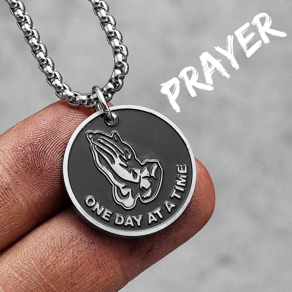 Prayer Religion Believer Stainless Steel Men Women Necklaces Pendants Chain Amulet Punk Trendy Jewelry Creativity Gift Wholesale