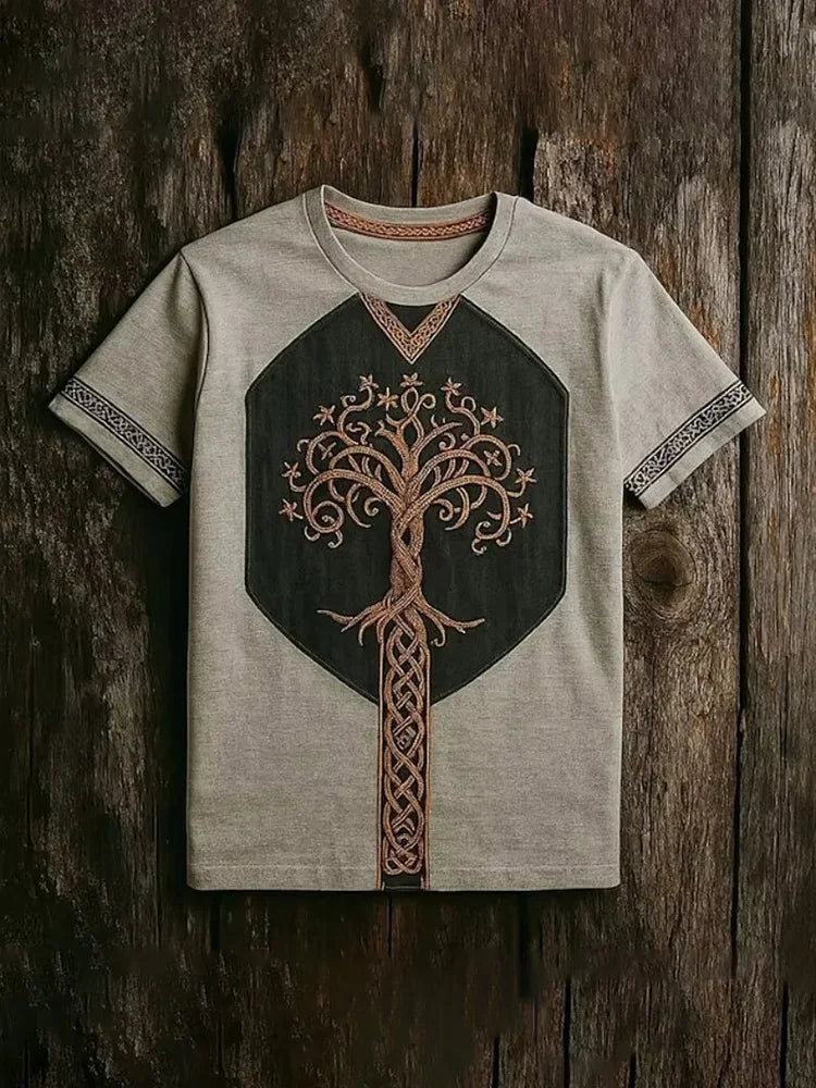 PENDRA Tribal Ethnic Rune-printed Retro Loose-fitting Short-Sleeve T-Shirt