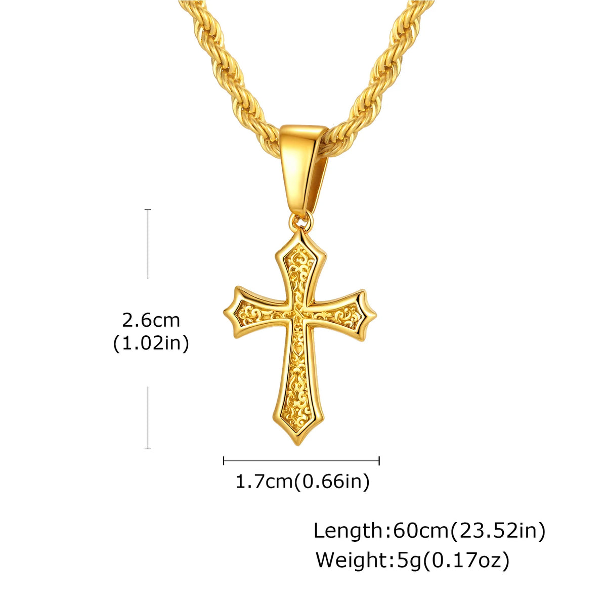Hip-hop Cross Neckalce for Men Women,50/55/60cm Stainless Steel Cross Charm,Trendy Jewelry Gift for Him Her