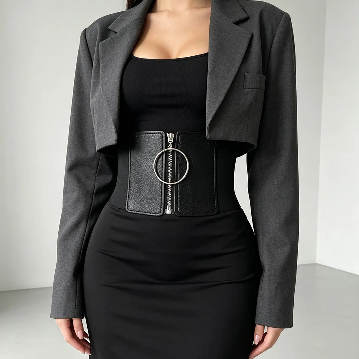 PENDRA Zaraaya Black Gothic Wide Corset Belt