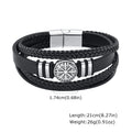 Men Multilayer Braided Leather Bracelets,Vintage Viking Compass Shape Metal Charm Wristband,Punk Stackable Bangle Jewelry Gift