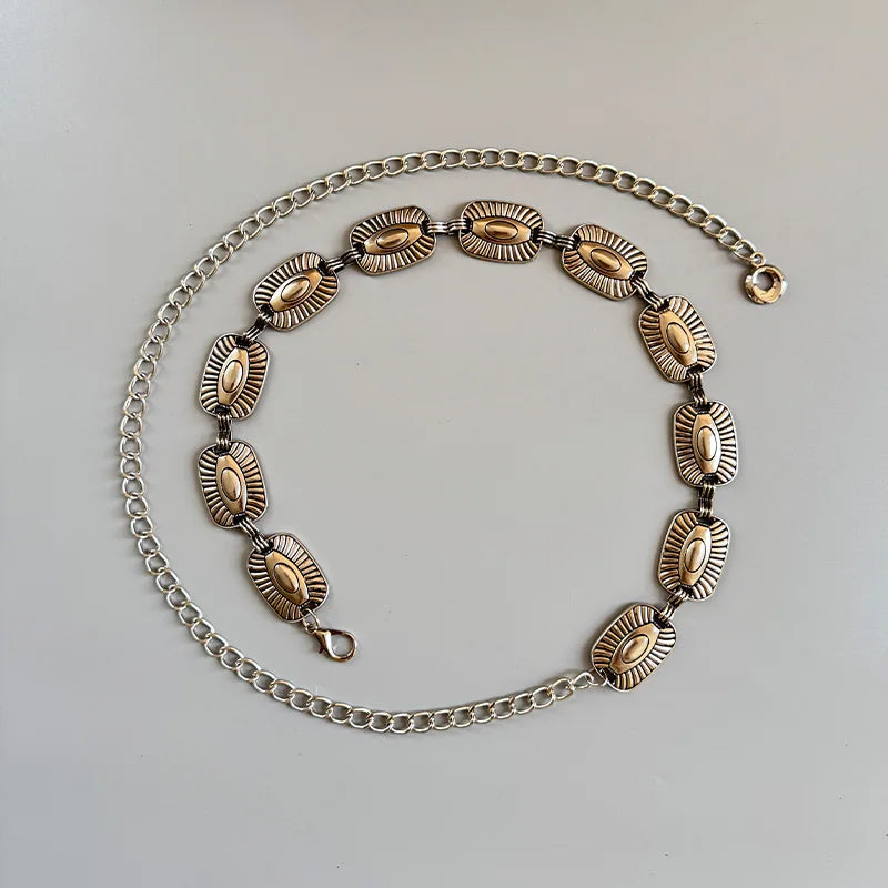 Western Cowboy Punk Women's Waist Chain Vintage Style High Quality Luxury Designer Golden Metal Belt Female Fashion Body Jewelry
