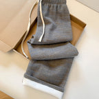 Lazy style wide leg pants women in winter elastic waistband slimming loose and hanging straight leg floor length pants
