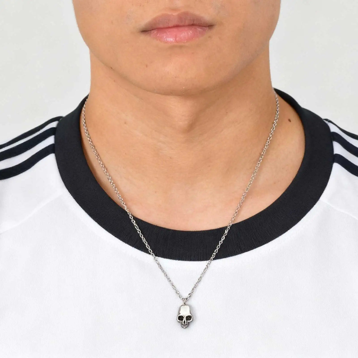 Retro Punk Stainless Steel Skull Necklace for Men,Rock Small Personality Pendant Necklace,Halloween Jewelry