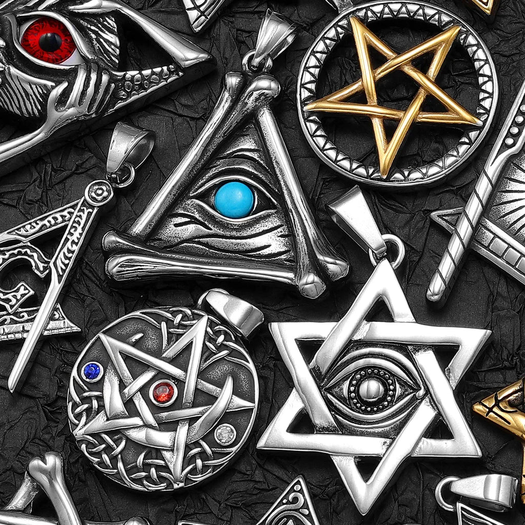 PENDRA Star David Masonic Steel Necklace