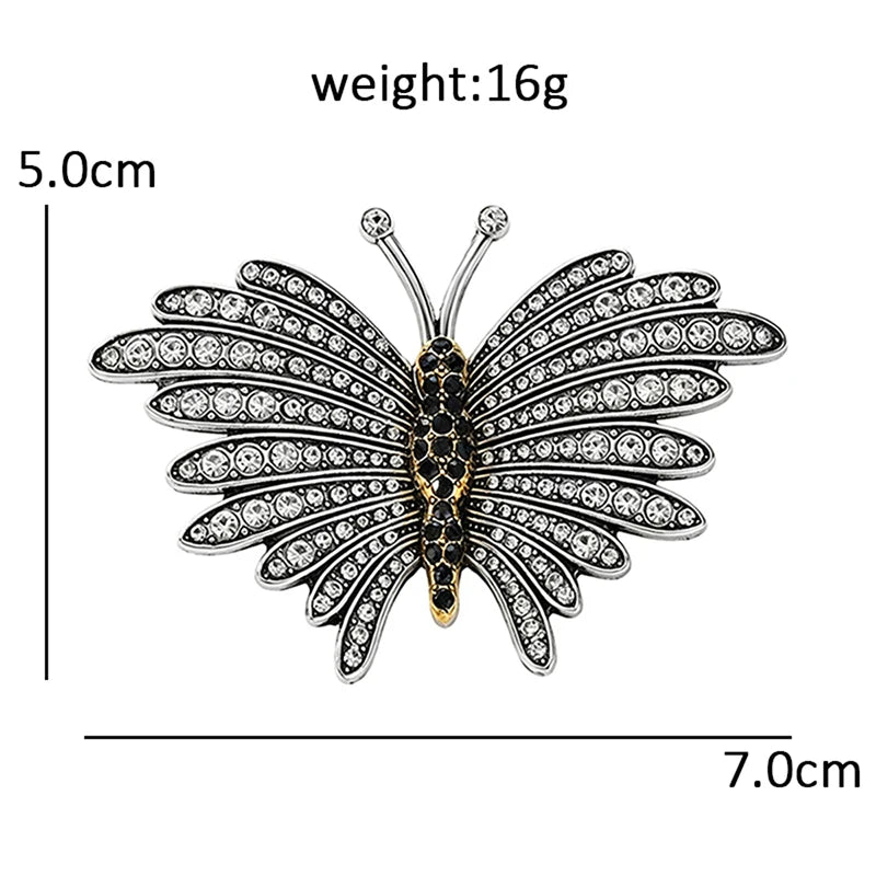 PENDRA Vintage Butterfly Rhinestone Brooch