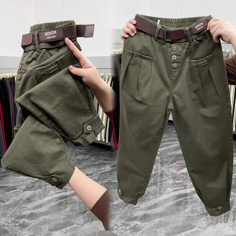 Solid Color Pants Women 2024 New Fashion Spring Autumn Korean Loose Casual Harem Pants Trousers