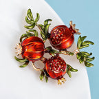 PENDRA Pomella Red Enamel Pomegranate Brooch