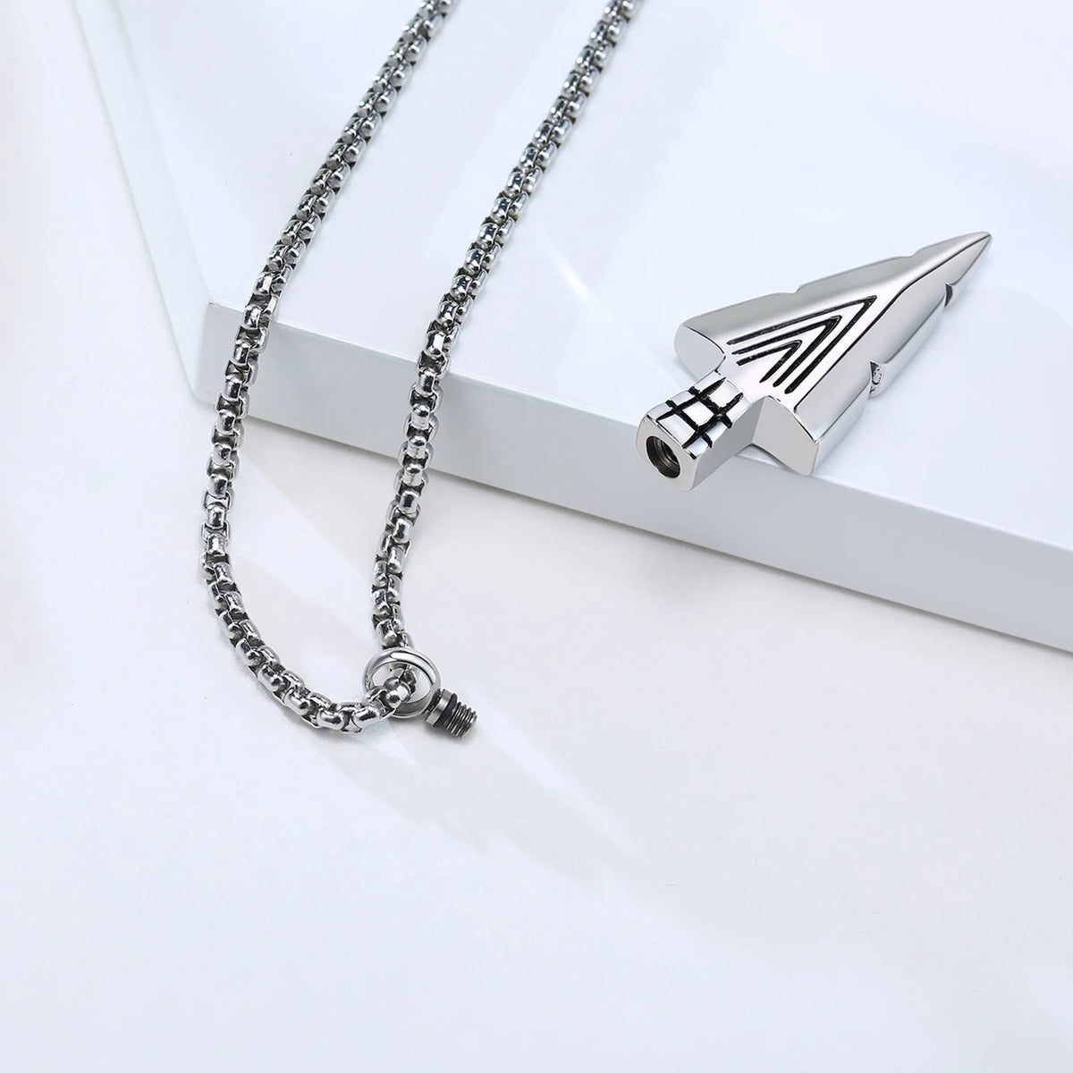 Mens Cremation Urn Necklace for Ashes,Stainless Steel Tribal  Arrowhead Memorial Pendant,Bereavement Keepsakes Gifts