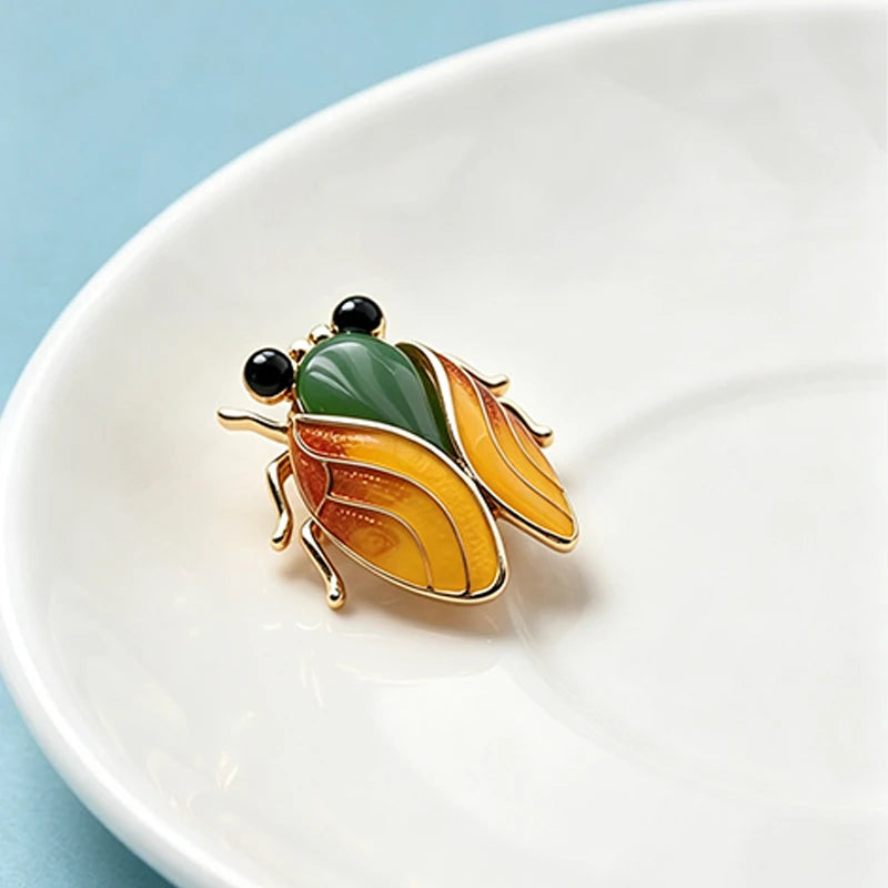 PENDRA Cicada Charm 2-Color Enamel Cicada Brooch